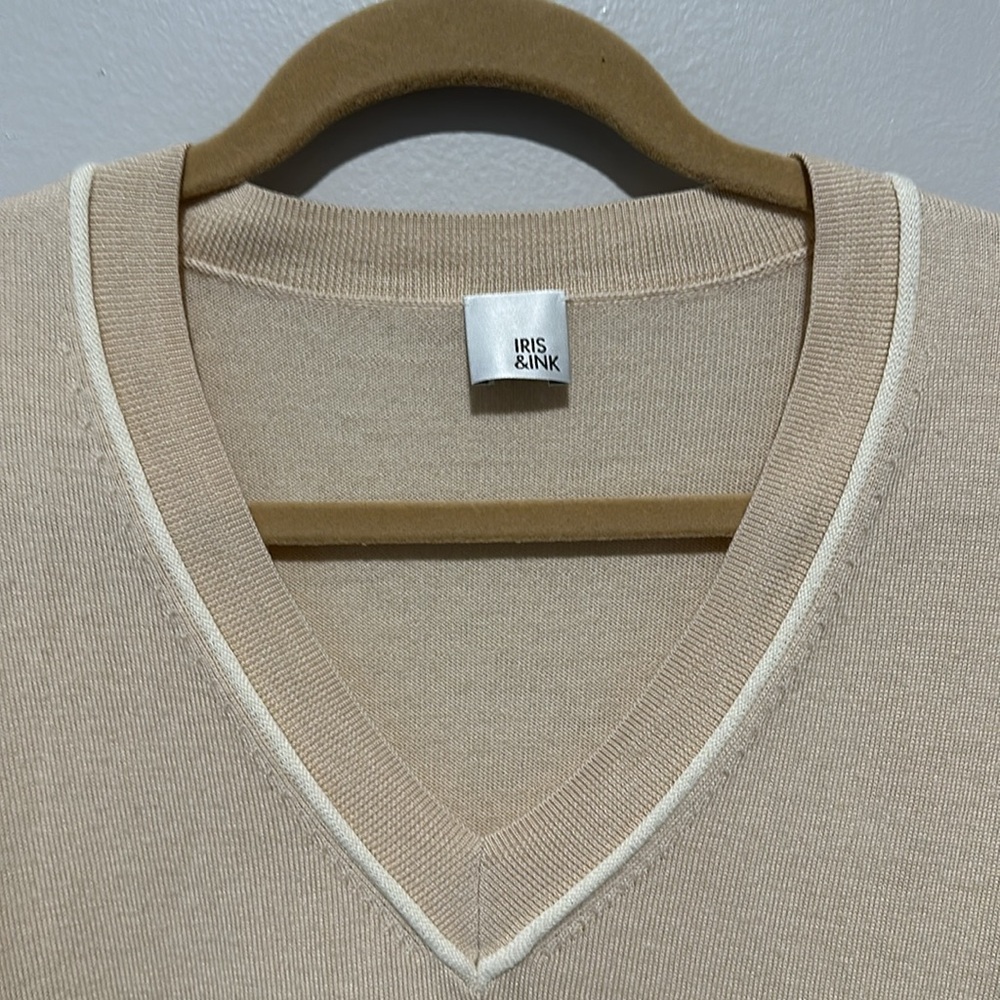 Iris & Ink Beige And Tan Piped 100% Wool Lightwei… - image 6